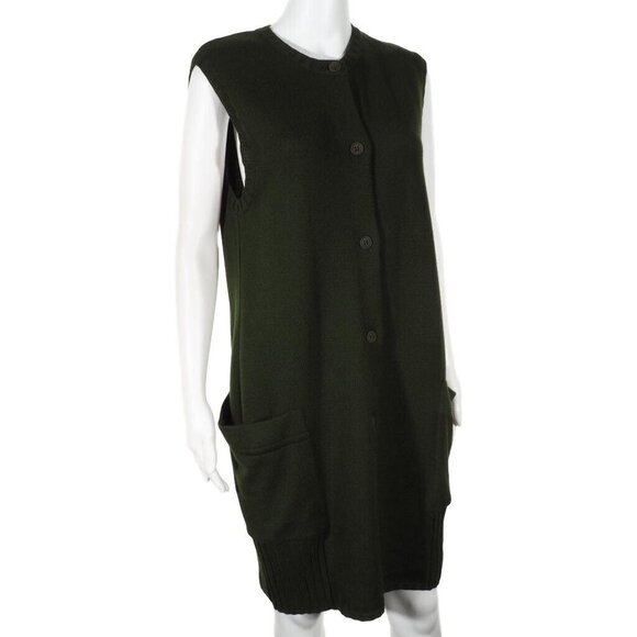 GISPA Dress Womens Size M Sweater Italy Merino Wool Blend  Green Sleeveless - Picture 3 of 10